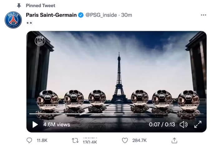 Hình ảnh 6 Quả bóng Vàng đặt trước tháp Eiffel được PSG công bố.