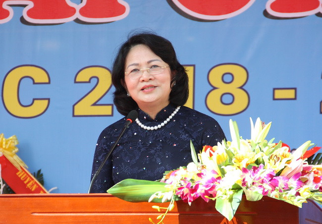 Phó Chủ tịch nước Đặng Thị Ngọc Thịnh phát biểu tại lễ khai giảng