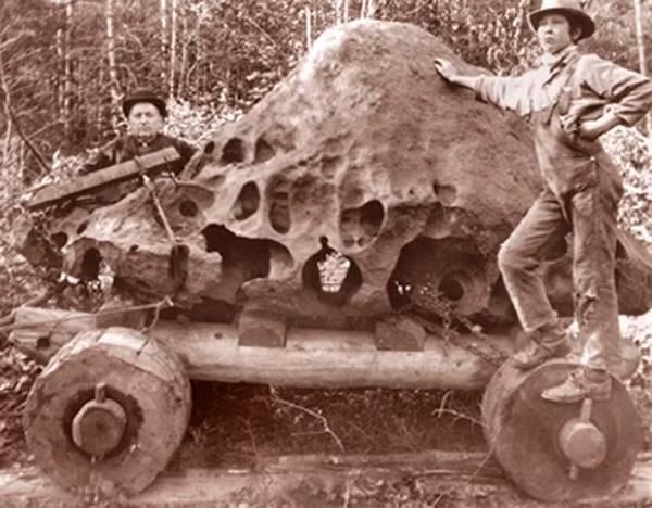 Ellis Hughes di chuyển mảnh thiên thạch ra khỏi đất của công ty thép Oregon.