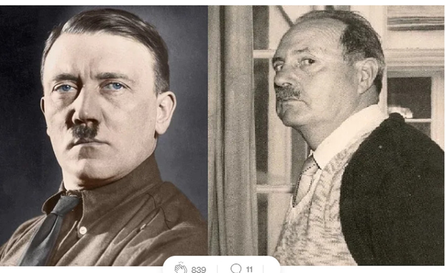 Adolf Hitler (trái) và Jean-Marie Loret - người được cho là con rơi của ông ta.