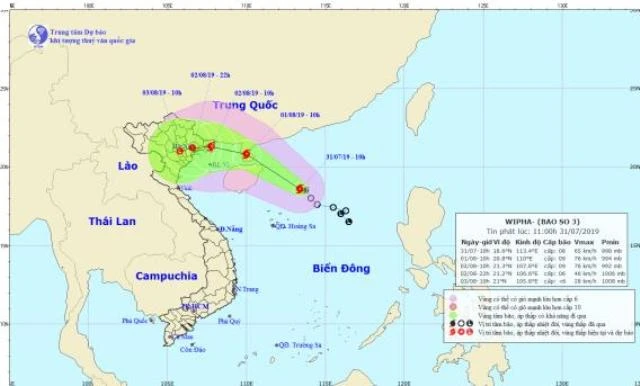 Bão WIPHA khả năng đổ bộ vào vùng biển Quảng Ninh 