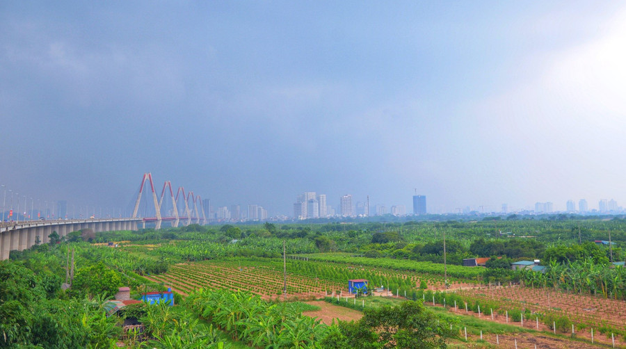 Một góc không gian bên bờ sông Hồng