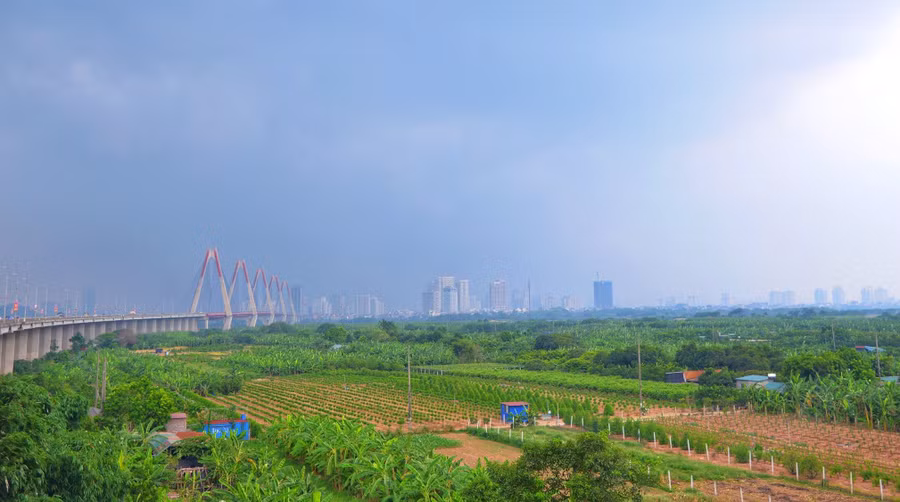 Một góc không gian bên bờ sông Hồng