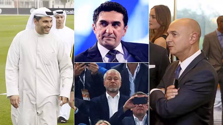 Các chủ sở hữu Al Mubarak (Man City), Al-Rumayyan (Newcastle), Abramovich (Chelsea) và Levy (Tottenham).