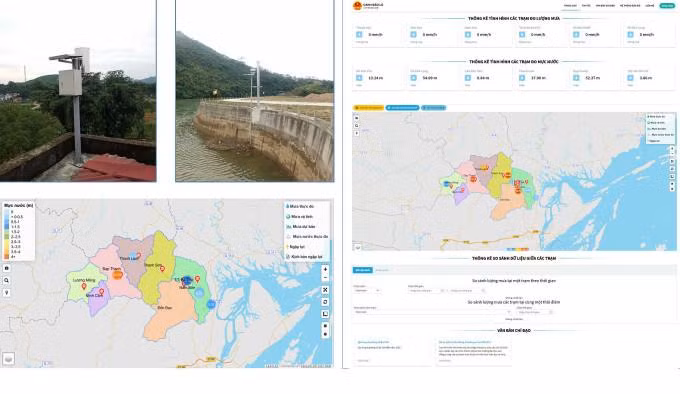Hệ thống cảnh báo lũ lụt trên bản đồ.