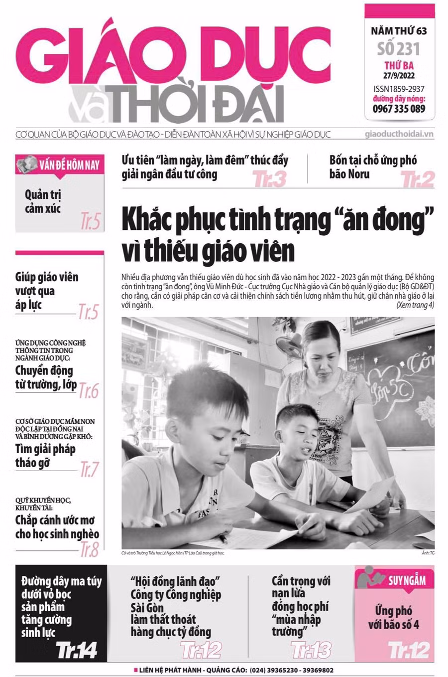 Tin tức báo in 27/9: Thiếu giáo viên, bao giờ hết cảnh 'ăn đong'?