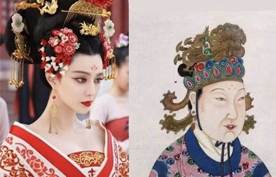 Võ Tắc Thiên tạo hình trên phim và qua mô tả lại sở hữu vẻ đẹp khác hoàn toàn nhau.