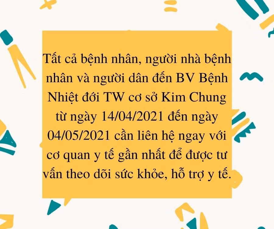 Yêu cầu người đến bệnh viện Bệnh Nhiệt đới TW cơ sở 2 khẩn trương khai báo ảnh 1