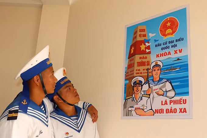 Huyện đảo Trường Sa thuộc đơn vị bầu cử số 14 của tỉnh Khánh Hòa gồm các tổ bầu cử thị trấn Trường Sa và xã đảo Sinh Tồn, Song Tử. Ảnh: Báo Khánh Hòa.