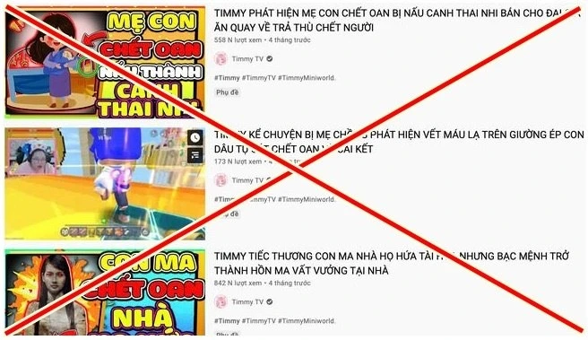 Kênh YouTube Timmy TV từng đăng tải nhiều video có nội dung kinh dị. Ảnh minh họa chụp màn hình.