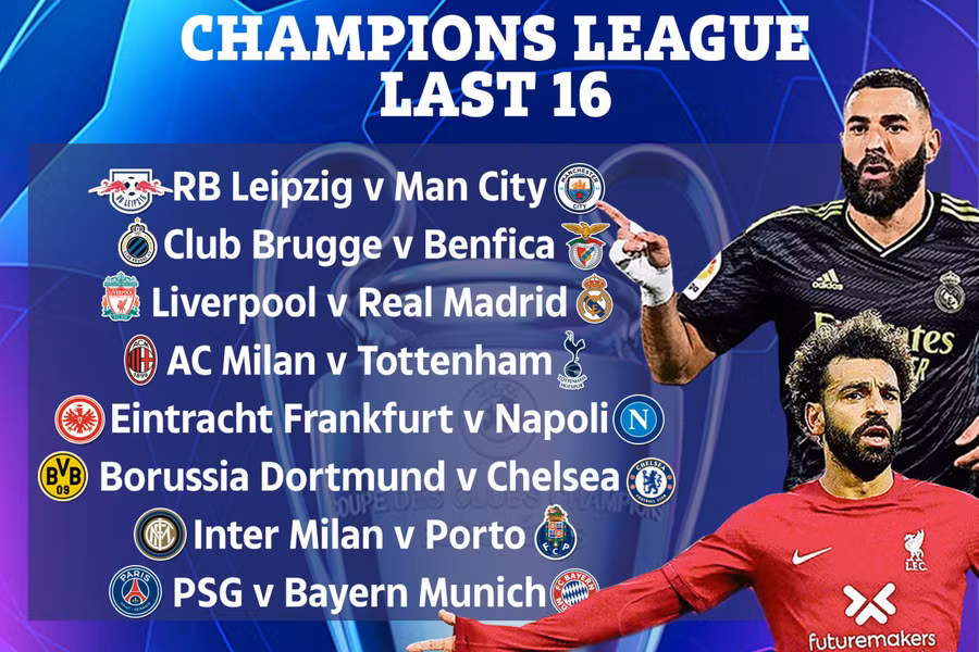 Kết quả bốc thăm các cặp đấu tại vòng 1/8 Champions League mùa này.