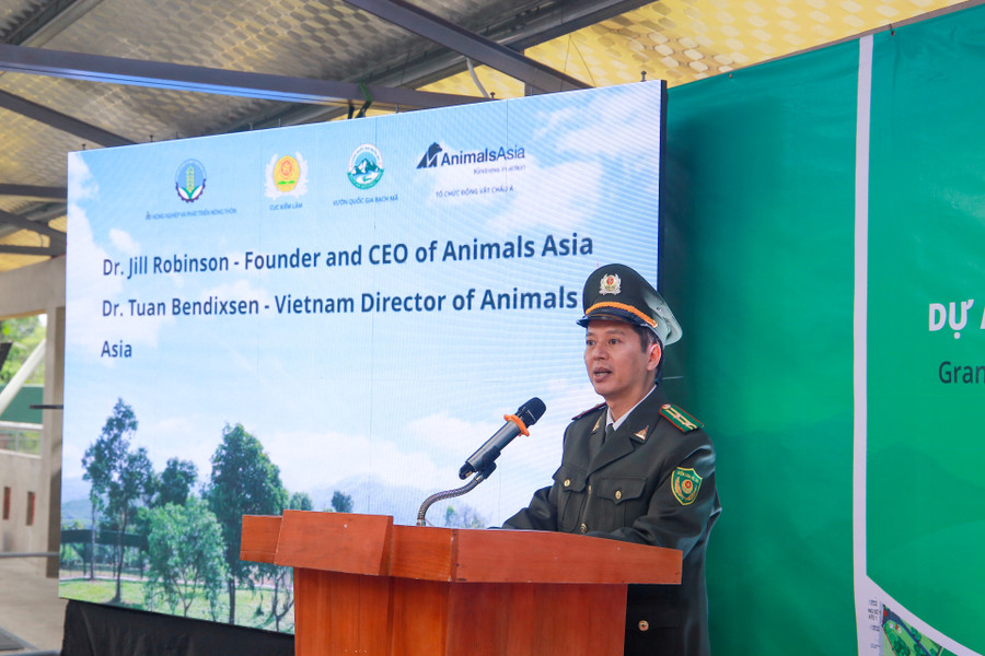 Ông Nguyễn Vũ Linh, Giám đốc Vườn Quốc gia Bạch Mã phát biểu tại Lễ khánh thành.