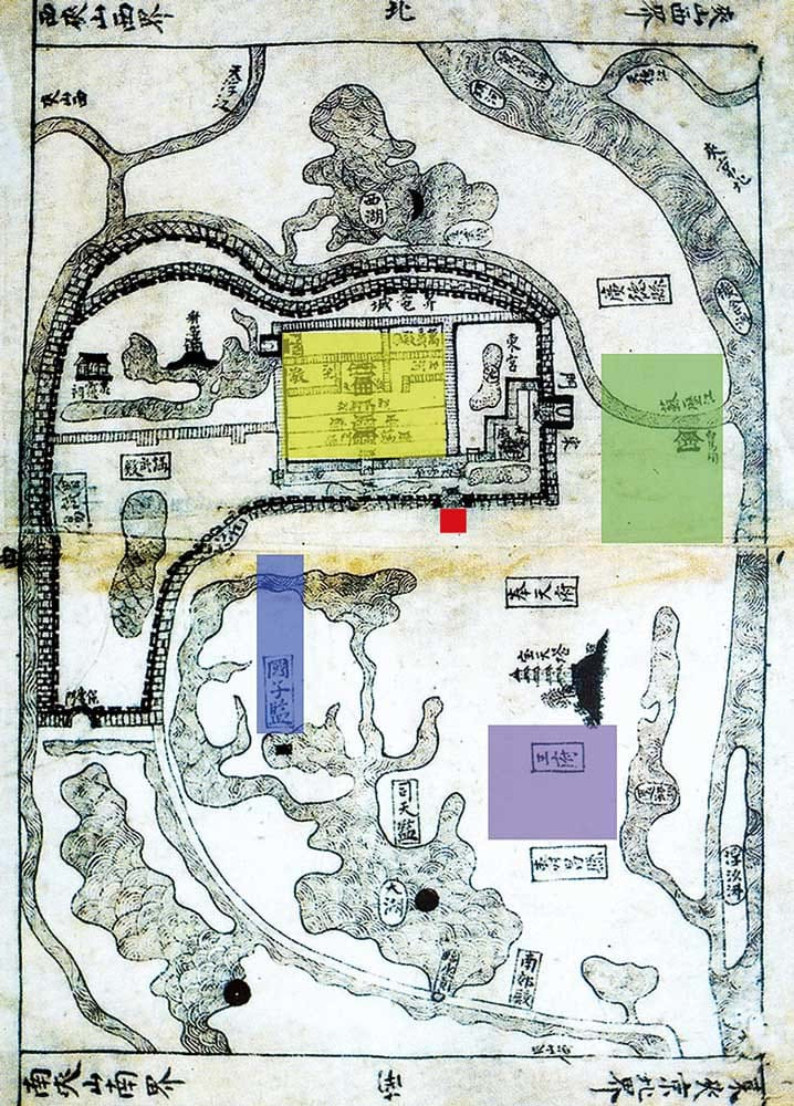 Bản đồ khởi lập thời Hồng Đức (1490) với Cửa Nam - Quảng Văn đình gắn với &apos;Quảng Văn đình ký&apos; của Bùi Xương Trạch (ảnh tư liệu).