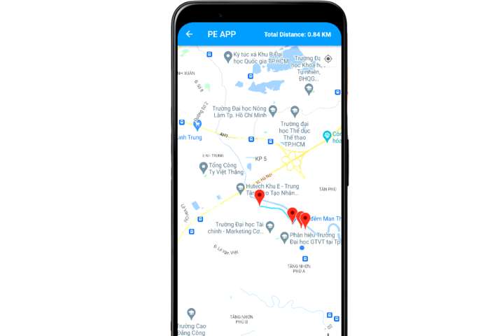 Giao diện phần mềm tìm trạm sạc xe điện của nhóm nghiên cứu.
