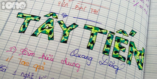 Và tựa bài "Tây tiến" khoác lên mình màu áo lính giống y đúc ^^ *ngưỡng mộ* cach-trang-tri-tua-bai-doc-dao-trong-vo-van-cua-nu-sinh-lop-12-10