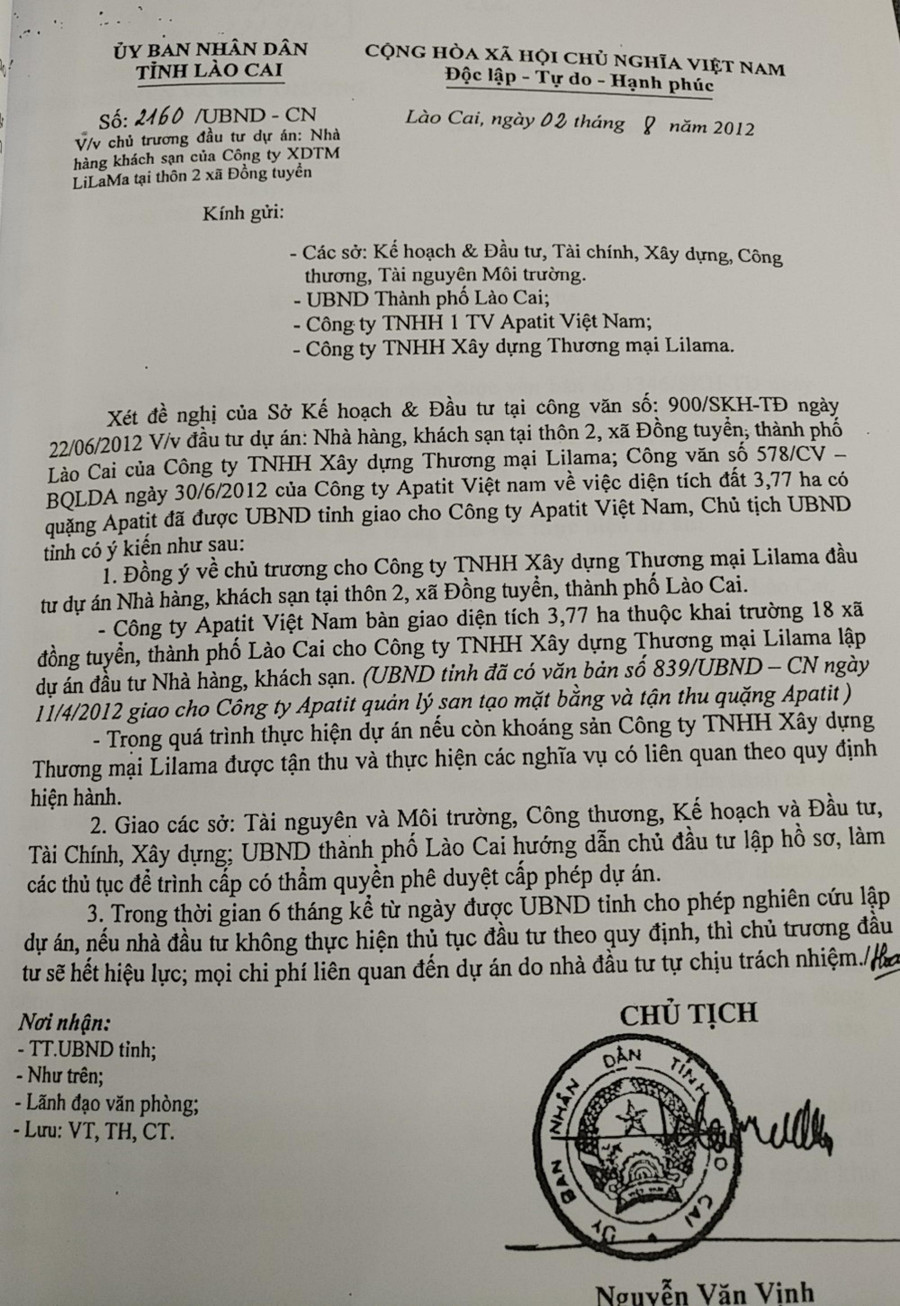 Quyết định của Chủ tịch UBND tỉnh Lào Cai được Thanh tra Chính phủ chỉ rõ là có vi phạm.