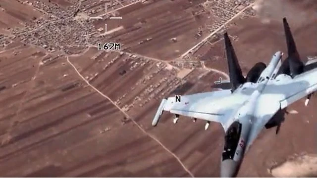 Chiến đấu cơ Su-35 Nga tránh được vụ va chạm với UAV MQ-9 Reaper Mỹ trên bầu trời Syria, ngày 21/6/2024.