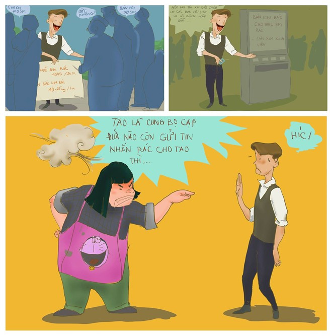 Hí họa: Bom tin nhắn rác làm khổ người dùng điện thoại