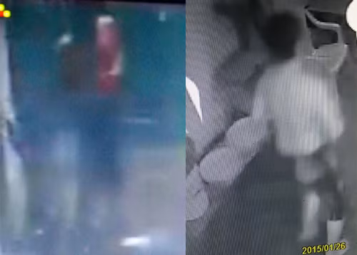 Hình ảnh được cho là nghi can ở trần, mặc quần short (bên trái là ôm bụng máu) chạy ra khỏi hẻm. Ảnh: Camera người dân ghi lại