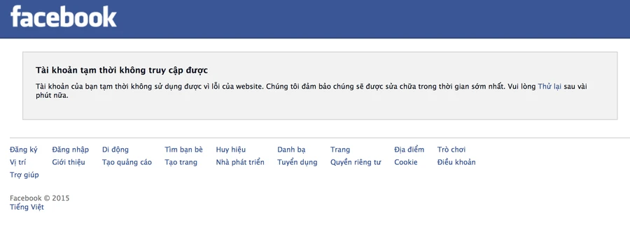 Facebook gặp trục trặc trên toàn thế giới từ sáng 27/1