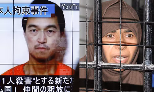 Phóng viên Kenji Goto và nữ binh đánh bom tự sát của al-Qaeda Sajida al-Rishawi.. Ảnh: Reuters