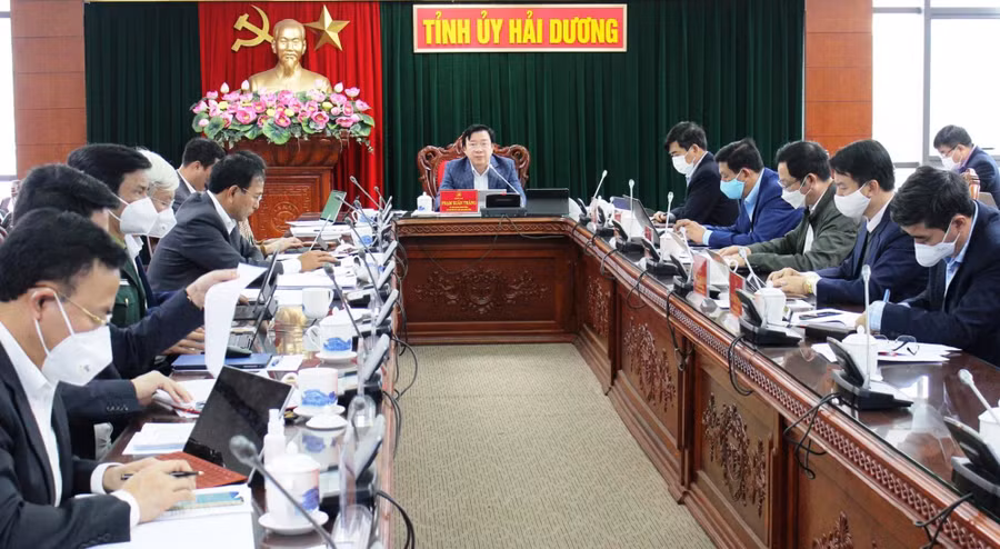 Ông Phạm Xuân Thăng tại cuộc họp chỉ đạo về vấn đề xử lý cán bộ vi phạm trong vụ kit test Covid-19 Việt Á.