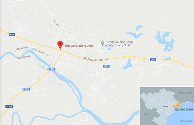 Sự việc xảy ra tại tiệm vàng Lương Oanh ở thị xã Đông Triều, Quảng Ninh. Ảnh:Google Maps. Dan bat ngo khi biet danh tinh nghi pham cuop tiem vang o Quang Ninh hinh anh 3