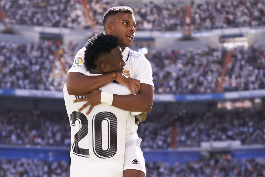 Cặp tiền đạo Rodrygo – Vinicius (20). Ảnh: INT