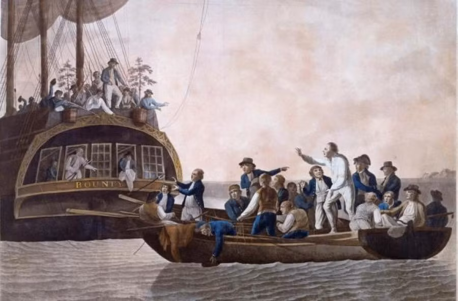 Tranh minh họa tàn cuộc vụ làm phản trên tàu HMS Bounty.