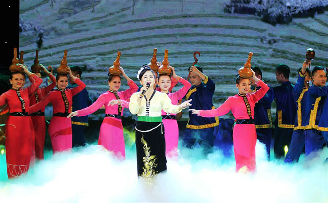 NSND Vi Hoa trong một tiết mục biểu diễn. NSND Vi Hoa trong một tiết mục biểu diễn.