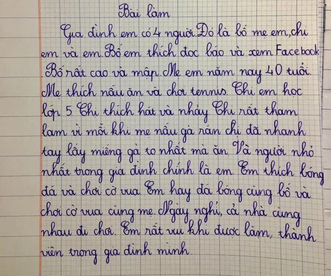 Gia môn “hỗn loạn” trong bài văn tả thực của học sinh lớp 2