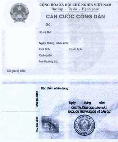 Từ 1/1/2016 cấp thẻ Căn cước công dân