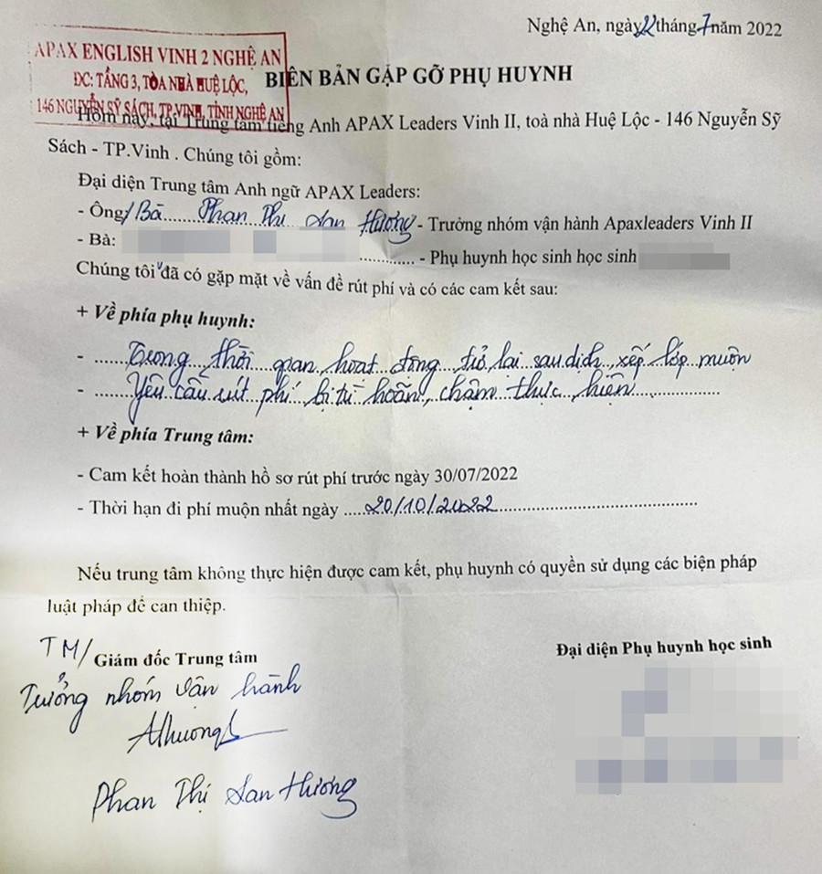 “Biên bản gặp gỡ phụ huynh” giữa Trung tâm Anh. ngữ Apax Leaders với phụ huynh. “Biên bản gặp gỡ phụ huynh” giữa Trung tâm Anh. ngữ Apax Leaders với phụ huynh.