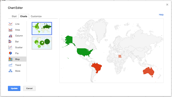 Bản đồ dữ liệu trong Google Sheets. Bản đồ dữ liệu trong Google Sheets.