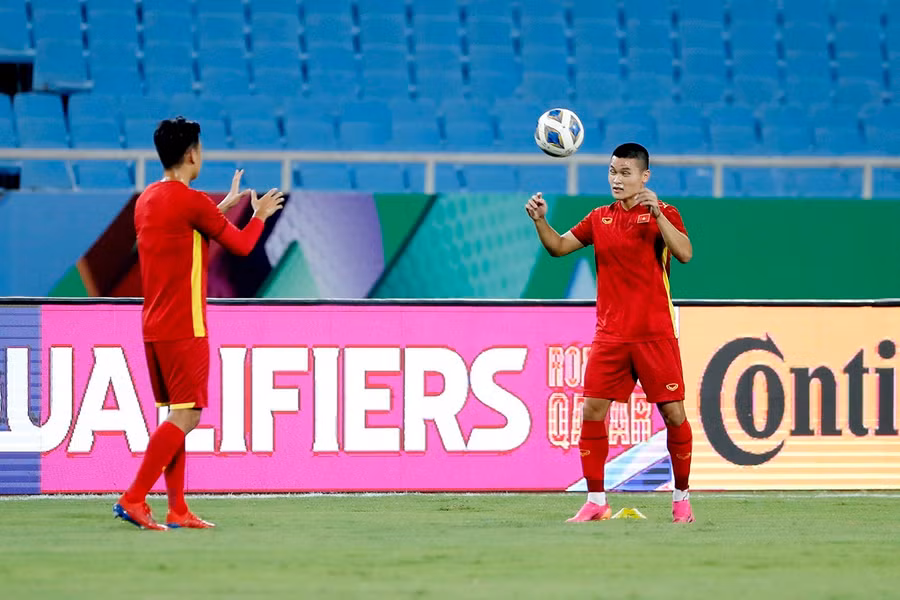 Tân binh Tuấn Hải đã ghi 1 bàn thắng ở trận đấu tập nội bộ chiều 20/1. (Ảnh VFF).