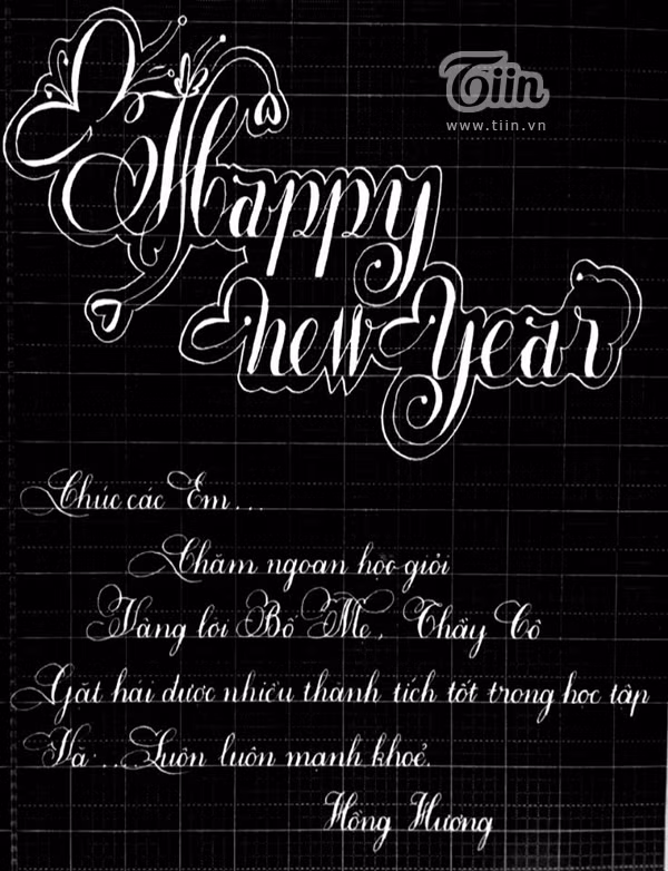 Những dòng chữ viết đẹp như in chúc mừng năm mới học trò Việt 