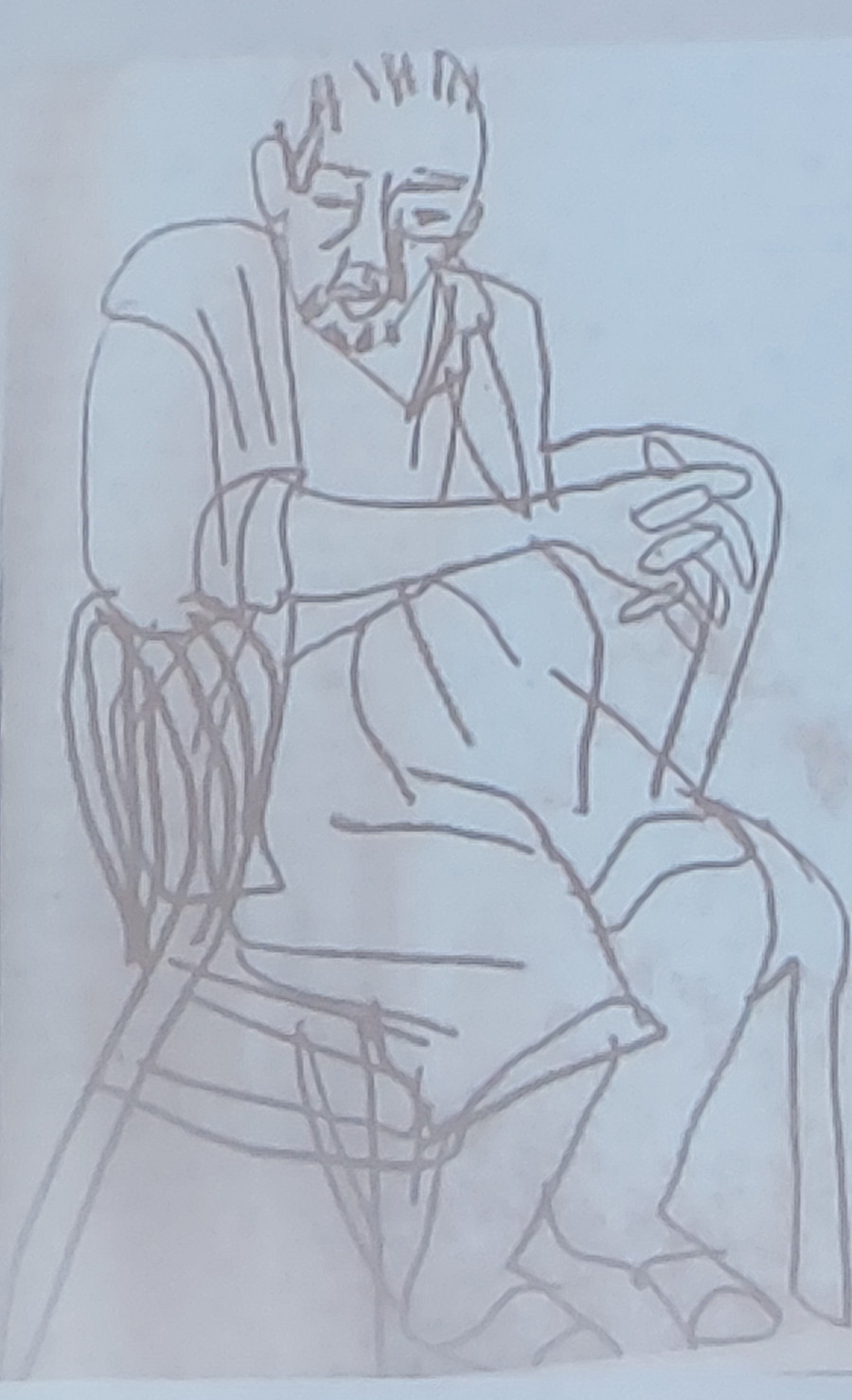 Bức ký họa chân dung Nguyễn Gia Trí của họa sĩ Nguyễn Xuân Việt được họa sĩ,nhà nghiên cứu Nguyễn Vi Thủy chia sẻ tại buổi tọa đàm.