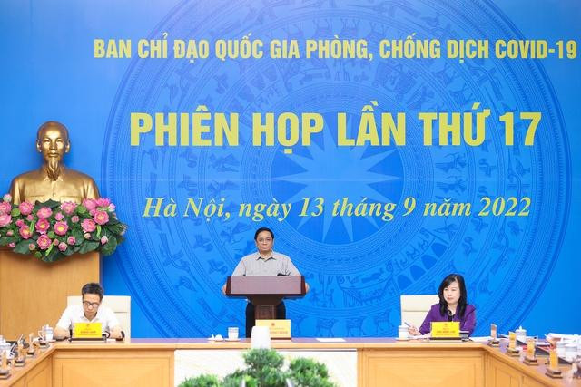 Thủ tướng Chính phủ Phạm Minh Chính phát biểu tại phiên họp thứ 17 của Ban Chỉ đạo Quốc gia phòng, chống dịch Covid-19. Ảnh: VGP.