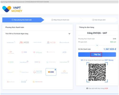 Màn hình lựa chọn phương thức thanh toán Màn hình lựa chọn phương thức thanh toán