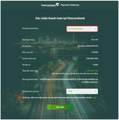 Màn hình lựa chọn tài khoản và xác nhận thanh toán Màn hình lựa chọn tài khoản và xác nhận thanh toán