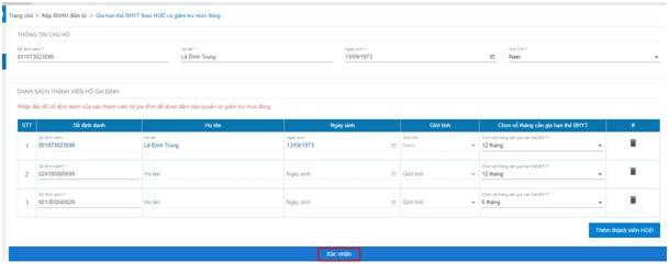 Màn hình xác thực thông tin. Màn hình xác thực thông tin.