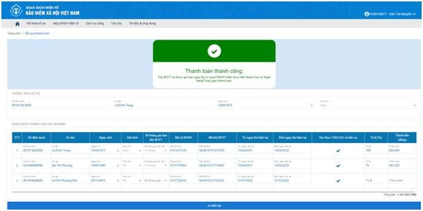 Màn hình thông báo thanh toán thành công Màn hình thông báo thanh toán thành công