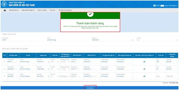 Thông báo thanh toán thành công Thông báo thanh toán thành công