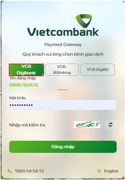 Màn hình yêu cầu đăng nhập tài khoản ngân hàng Màn hình yêu cầu đăng nhập tài khoản ngân hàng