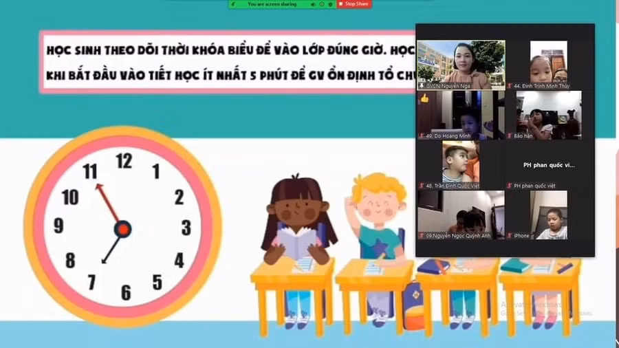 Giờ dạy học trực tuyến của cô giáo Nguyễn Thị Thanh Nga - GVCN lớp 1A1 Trường Tiểu học Đại Từ.