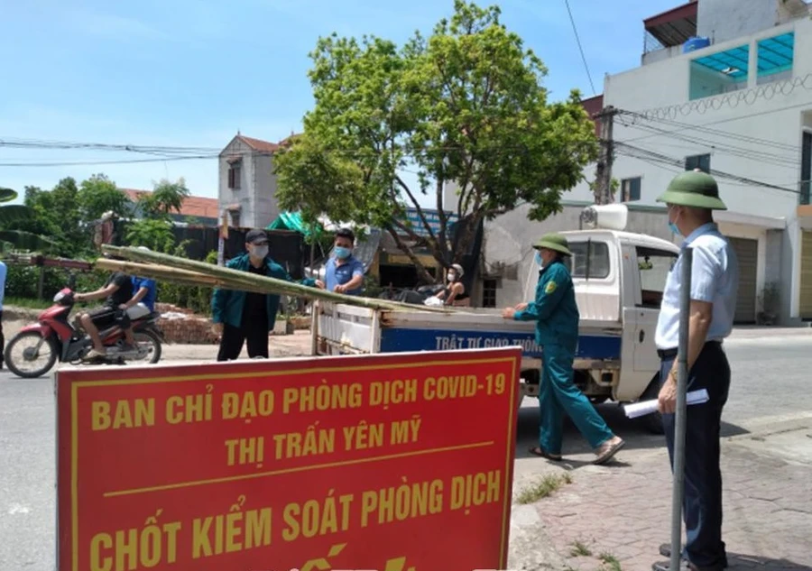 Huyện Yên Mỹ khẩn trương triển khai các biện pháp phòng chống dịch Covid-19. Nguồn: Báo Hưng Yên