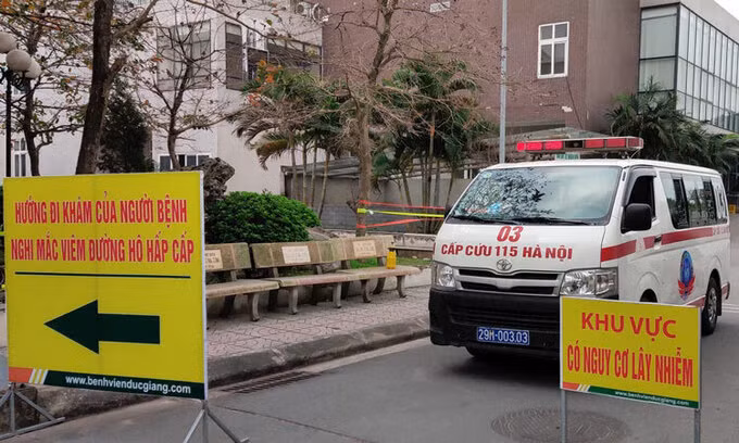 Bệnh viện đa khoa Đức Giang là nơi tiếp nhận, điều trị bệnh nhân Covid-19 trên địa bàn TP Hà Nội. Ảnh: Chi Lê