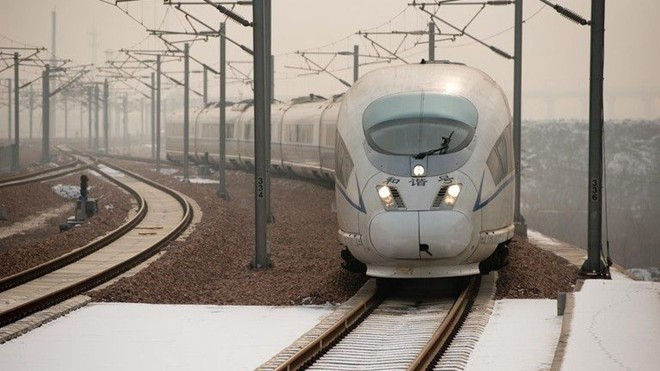 Một tuyến tàu cao tốc của Trung Quốc. Ảnh: AFP Trung Quốc khánh thành đường sắt sát biên giới Triều Tiên