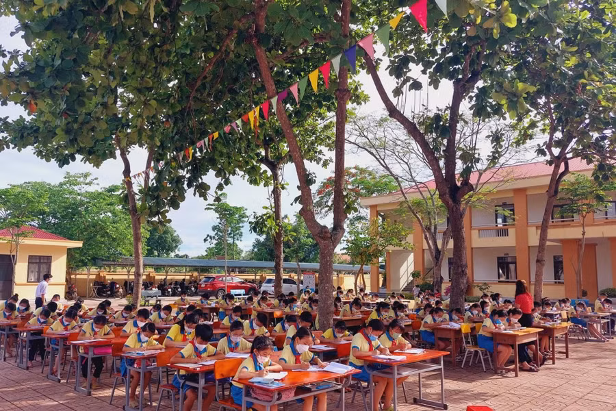 Cô Lương luôn tìm phương pháp tổ chức các hoạt động bổ ích ngoài trời áp dụng thực tiễn vào việc học tập của học sinh.