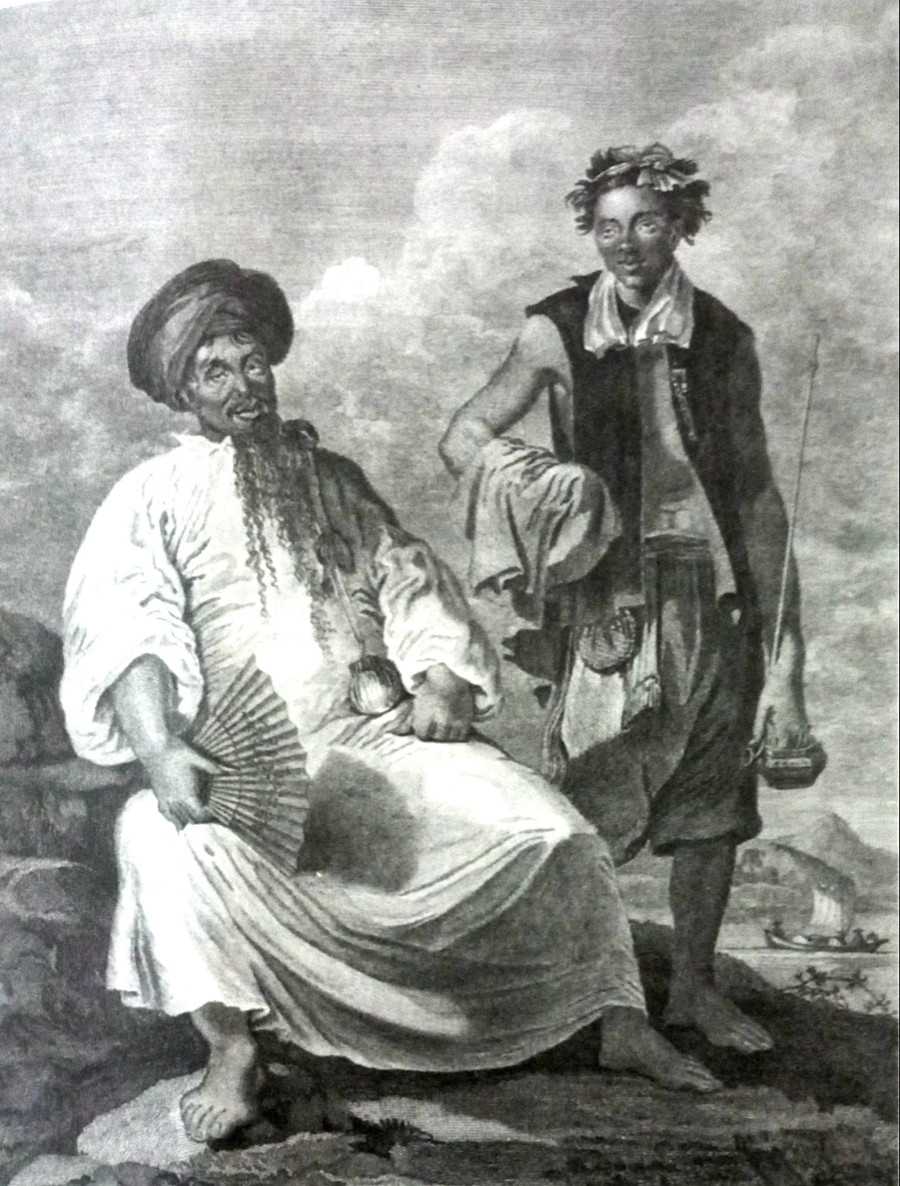 Quan lại Tây Sơn - tranh vẽ của William Alexander, người tháp tùng phái bộ Huân tước McCartney trong lần viếng thăm cung điện vua Cảnh Thịnh ở Phú Xuân năm 1793.